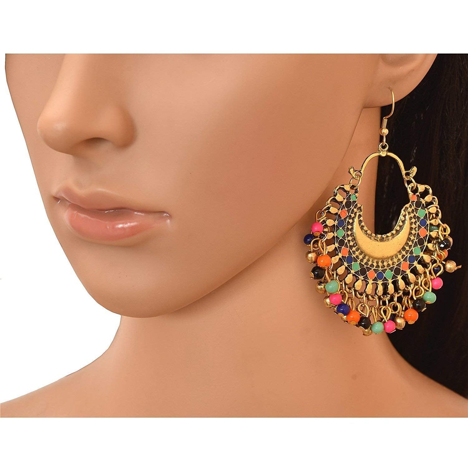 87% OFF on EziKart Stylish Bahubali Combo Earrings Afghani Kashmiri Tribal  Jhumka Earrings with new antique Fancy Party Wear Earrings For Girls And  Women (Pack of 4) Alloy Jhumki Earring, Stud Earring,