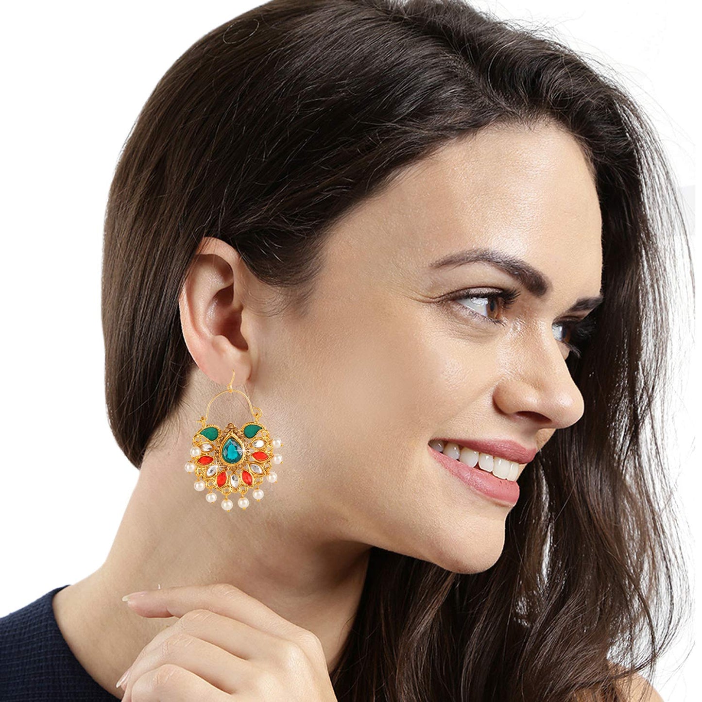 Yellow Chimes Traditional Gold Plated Chandbali Earrings for Women and Girls