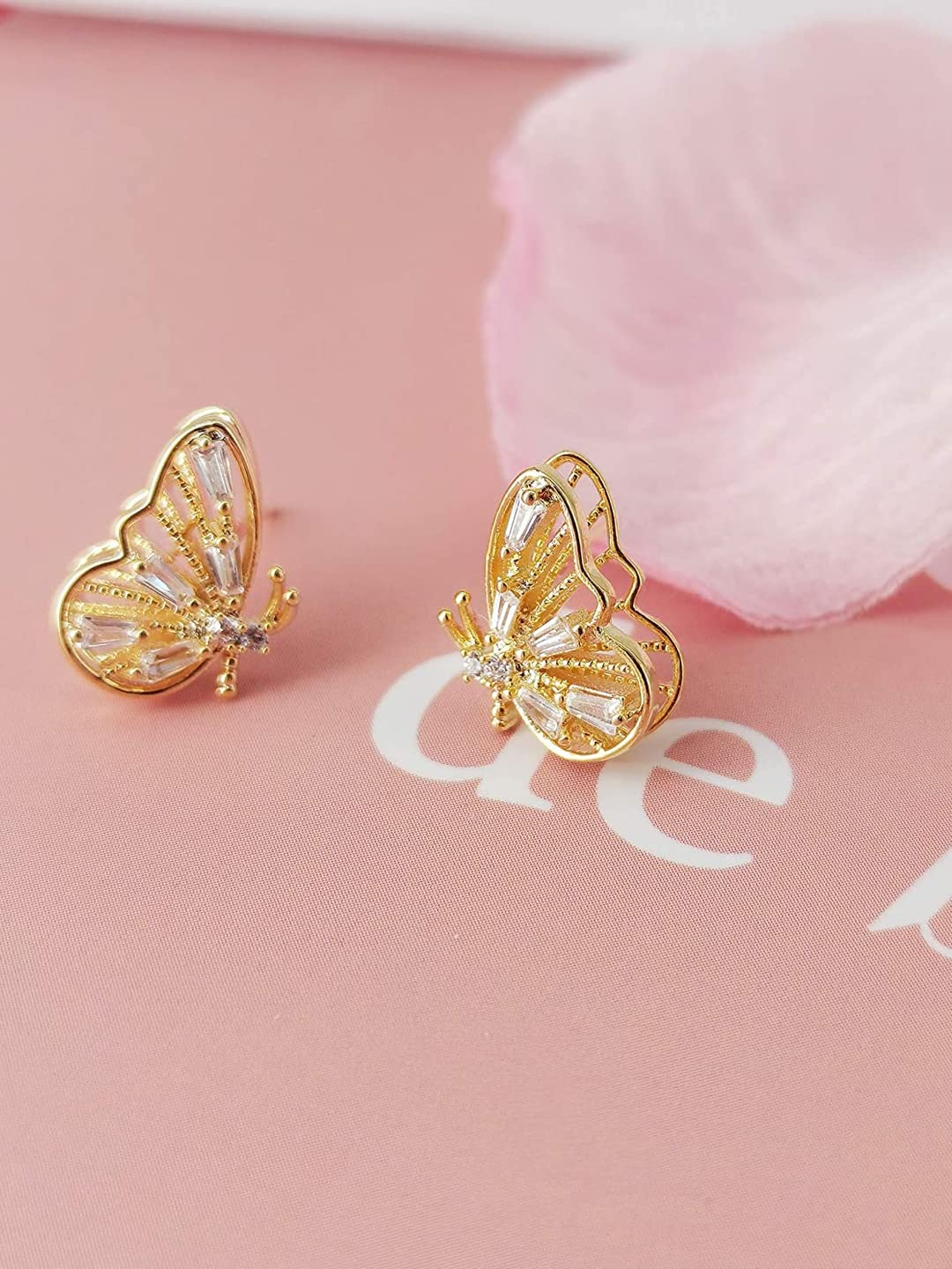 Yellow Chimes Earrings For Women Gold Tone Butterfly Crystal Studded Drop Earrings For Women and Girls