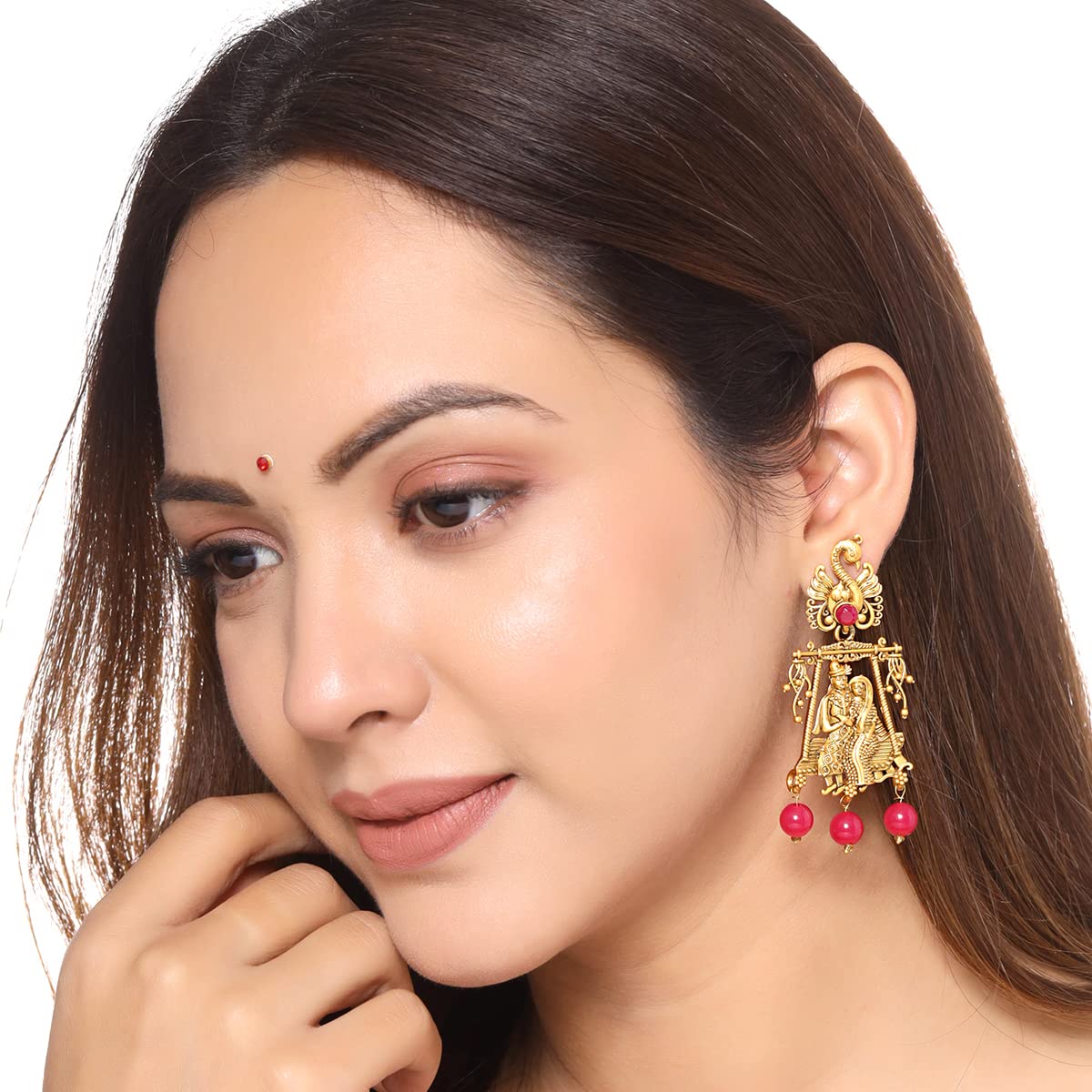 Yellow Chimes Earrings for Women & Girls Traditional Beads Drop Earrings | Gold Plated | Bridal Temple Drop Earrings | Birthday Gift for girls & women Anniversary Gift for Wife