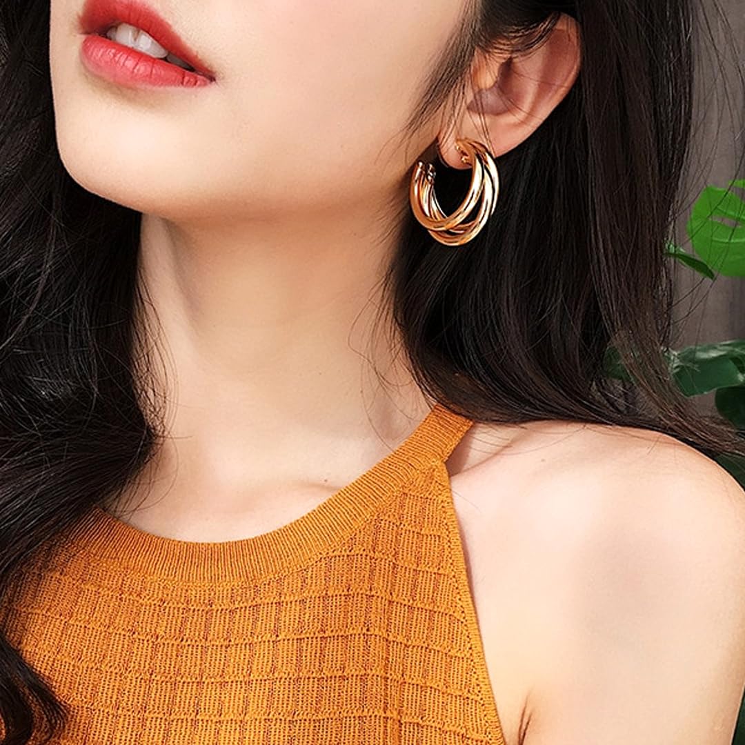 Yellow Chimes Earrings for Women Hoop Earrings for Women | 2 Pair Combo of Hoop Earrings for Women | Birthday Gift for Girls and Women Anniversary Gift for Wife