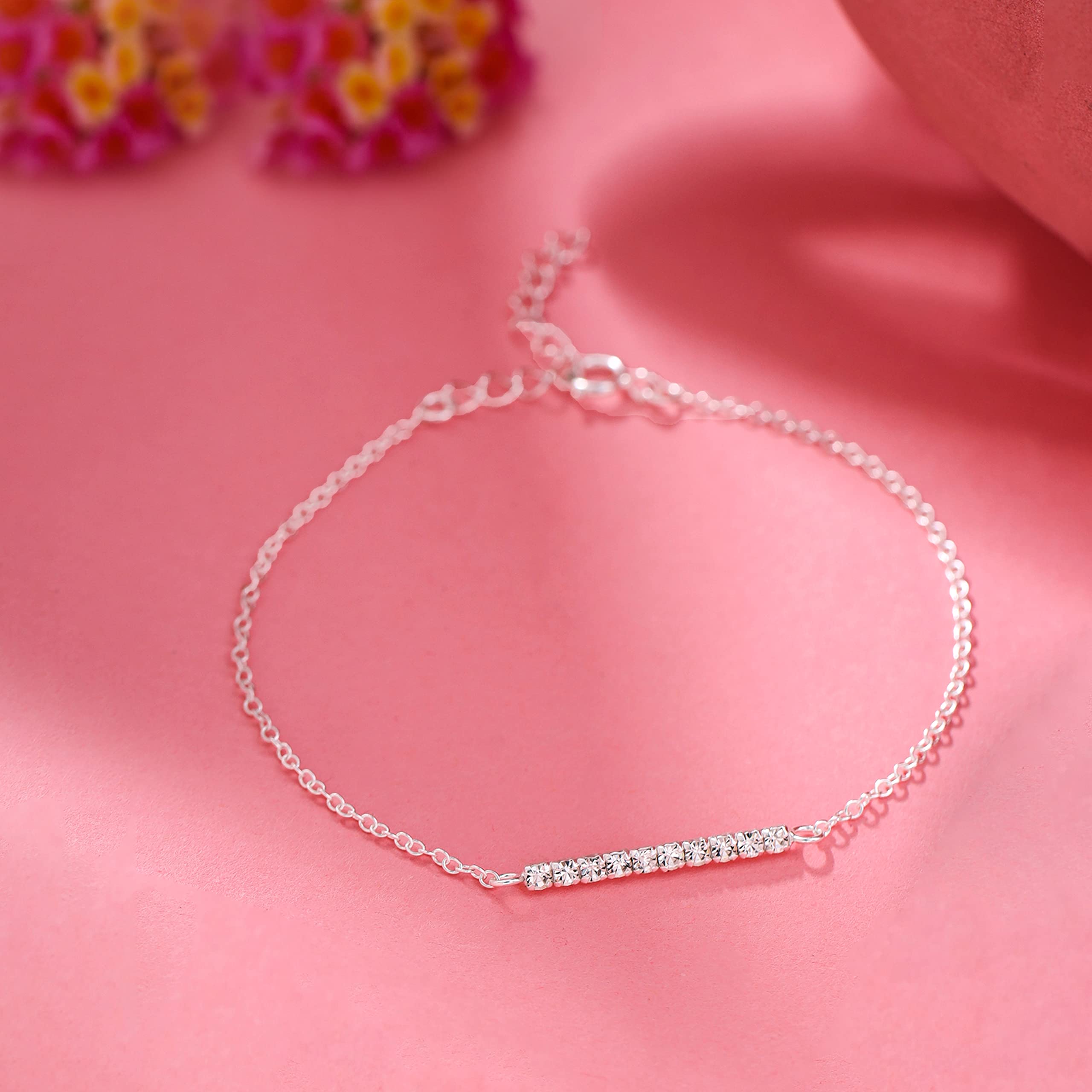 Silver Beads Bracelet on Card Mount for Wife, Valentine etc | Jewels 4 Girls