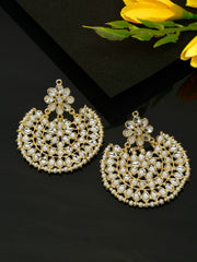 Yellow Chimes Chandbali Earrings for Women Ethnic Gold Plated Kundan Chand bali Earrings for Women and Girls