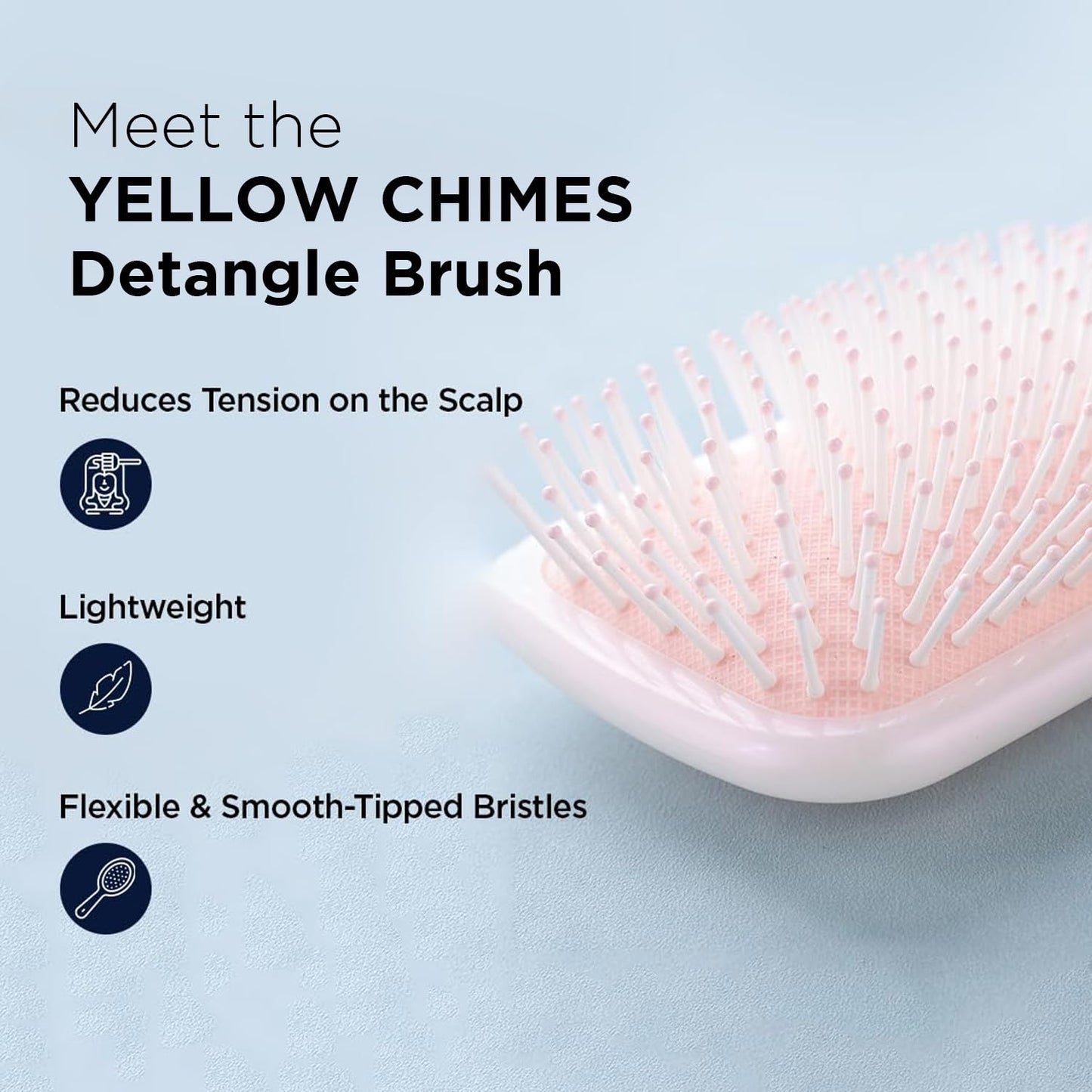 Yellow Chimes Detangler Hair Brush | Flexible Bristles | Paddle Brush with Cushioning for Smoothening out Curls, Straightening and Styling Hair | Wet & Dry Hair Pain Free Detangling