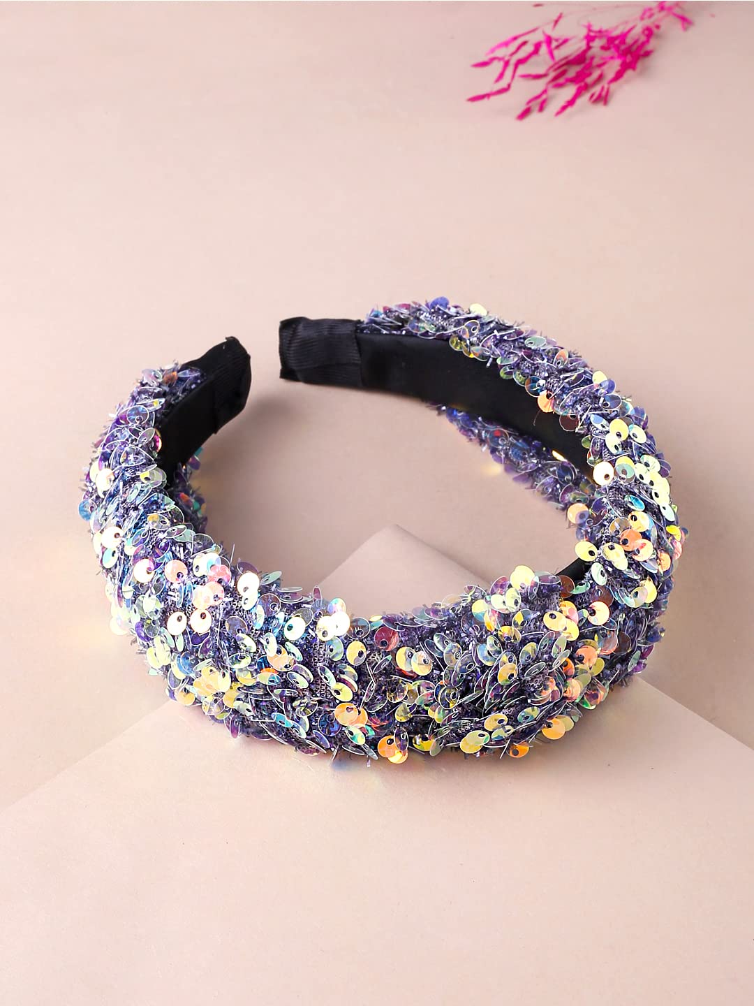 Yellow Chimes Hair Band for Women Girls Hair Accessories for Women Glitter Sparkly Headband for Women Knot Fabric Hair Band for Girls Multicolor Turban Headband Cross Knot Hair Bands Elastic Hair Accessories for Women