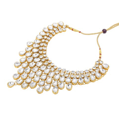 Yellow Chimes Stylish Dulhan Kundan Jewellery Set Gold Plated Traditional White Choker Necklace Set for Women & Girls