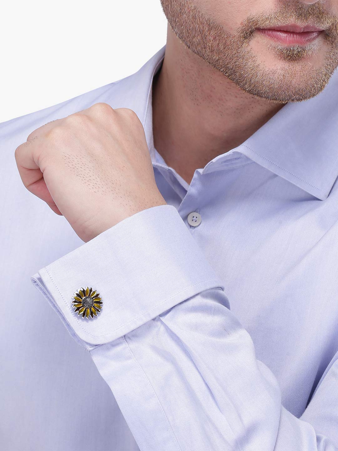 Yellow Chimes Exclusive Collection Stainless Steel Sunflower Designer Cuff Links for Men