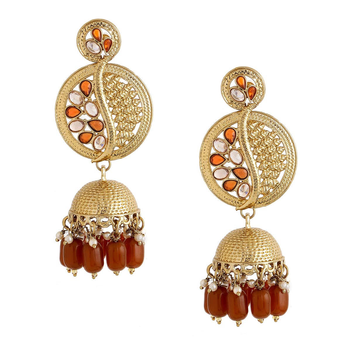 Yellow Chimes Earrings for Women and Girls Traditional Kundan Studded Jhumka | Gold Plated | Kundan Stone Jhumki Earrings | Birthday Gift for girls and women Anniversary Gift for Wife