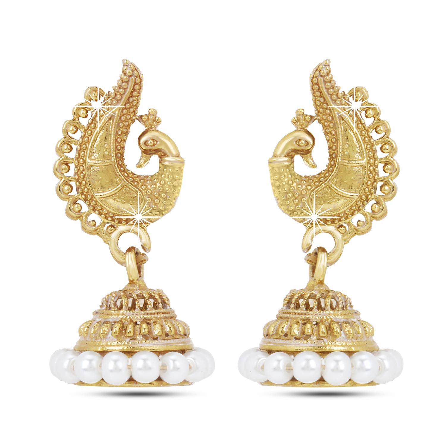 Yellow Chimes Combo of 6 Pair's Gold Toned Multicolor Traditional Peacock Jhumki/Jhumka Earring Sets For Women and Girls