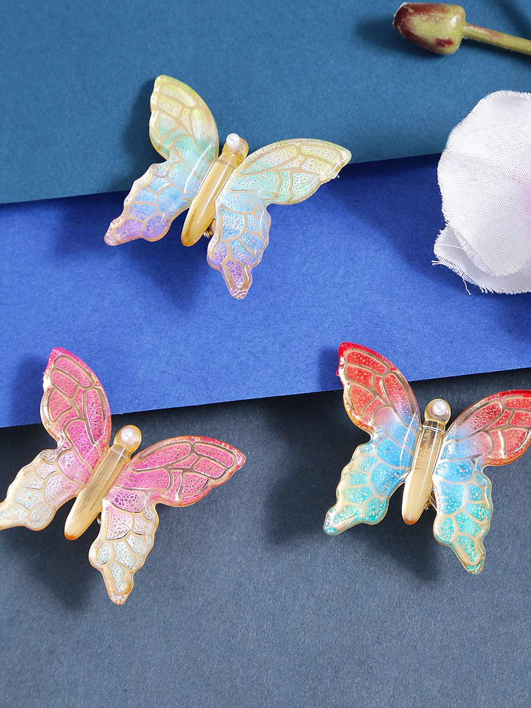 Yellow Chimes Hair Clips for Women Girls Hair Accessories for Women Multicolor Hair Clip 3 Pcs Butterfly Hair Clips for Girls Hairclips Alligator Clips for Hair Pins for Women and Girls Gift For Women & Girls