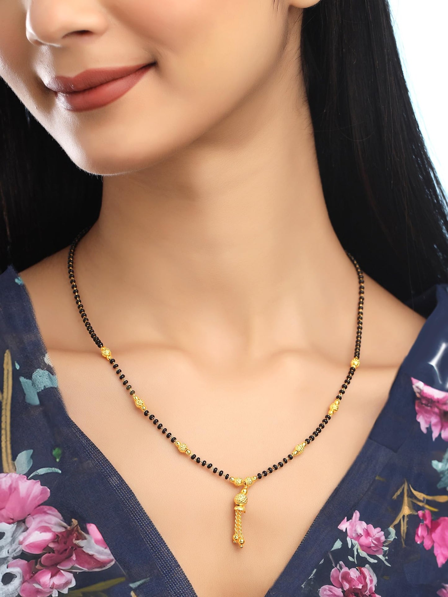 Yellow Chimes Mangalsutra for Women Combo of 3 Pcs Gold Plated Black Beads Mangal Sutra Pendant Necklace for Women and Girls.