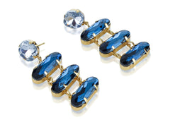 Yellow Chimes Stylish Blue Crystal Stacks Gold Plated Drop Earrings for Women and Girls