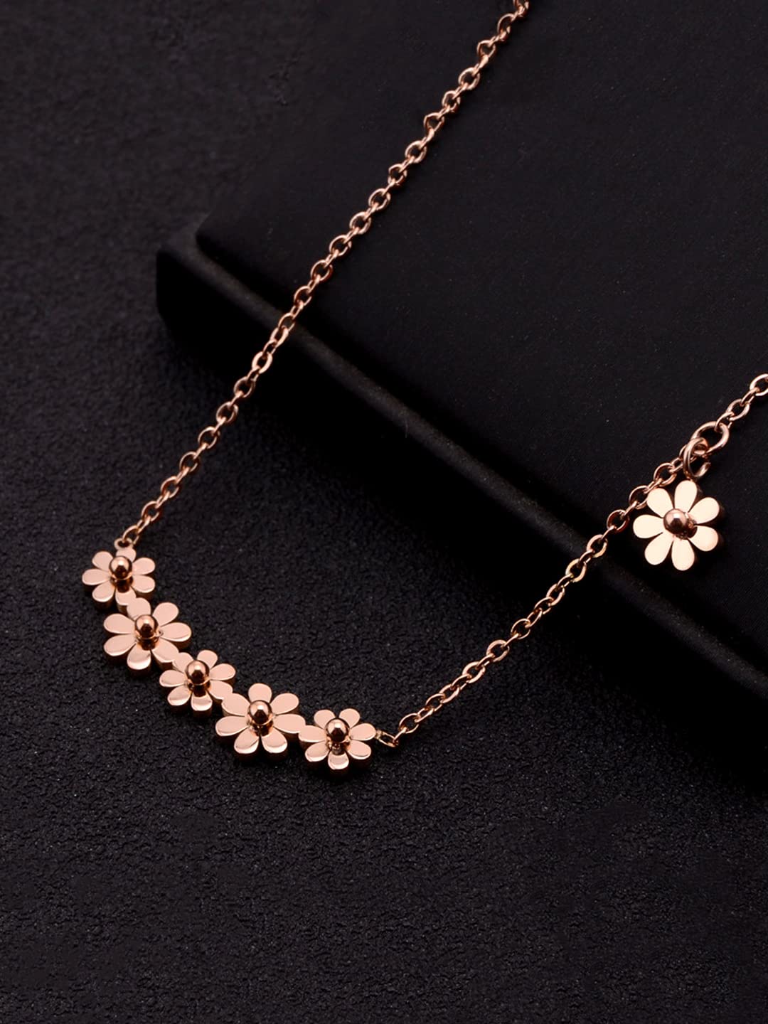 Yellow Chimes Pendant for Women Floral Necklace Statement Style Rose Gold Plated Chain Pendant Necklace for Women and Girls.