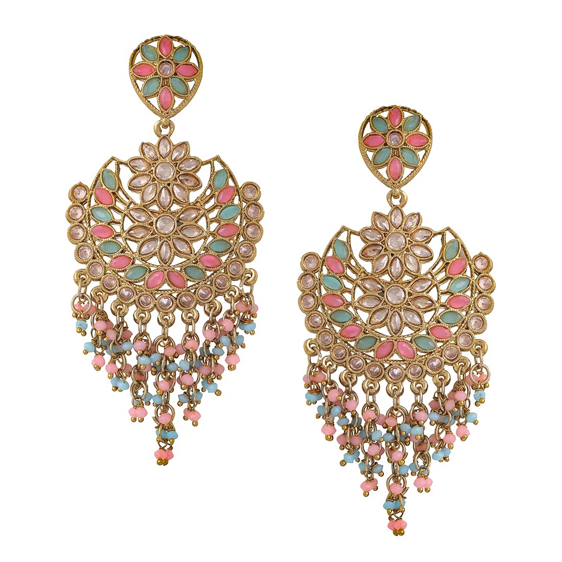 Yellow Chimes Earrings for Women and Girls Kundan Chandbali | Gold Plated Kundan Studded Beads Drop Chandbali Earrings | Birthday Gift for girls and women Anniversary Gift for Wife