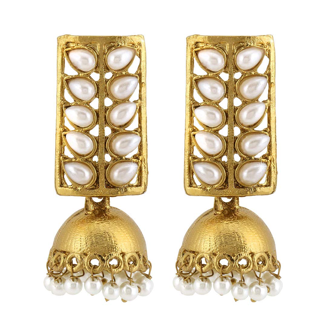 Yellow Chimes Earrings for Women & Girls | Traditional Gold Jhumka Earrings with Hanging Pearls | Gold Plated Jhumkas | Dome Shape Jhumki Earring | Birthday & Anniversary Gift