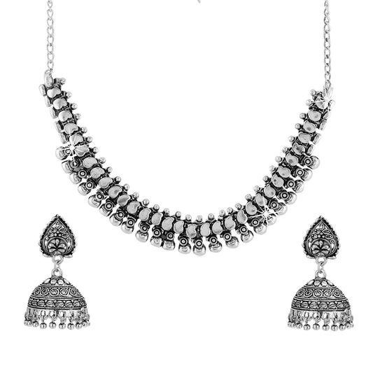 Yellow Chimes Oxidized Silver Jewellery Set for Women