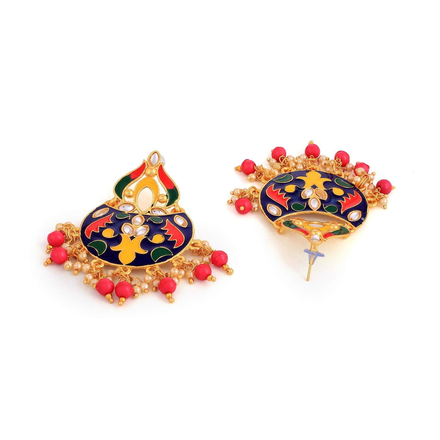 Yellow Chimes Chandbali Earrings for Women Combo 2 Pairs Multicolor Meenakari Chandbali Earrings for Women and Girls