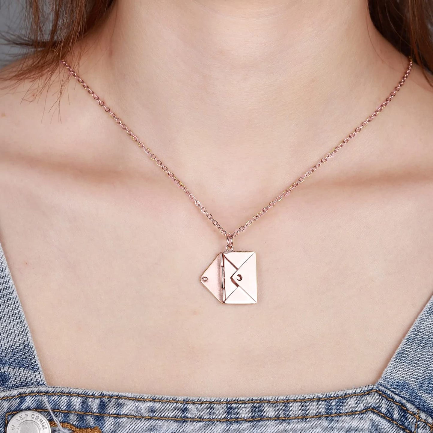 Yellow Chimes Pendant for Women and Girls Rose Gold Pendant Necklace | Staineless Steel Love Letter Envolope Pendant Chain | Birthday Gift for girls and women Anniversary Gift for Wife