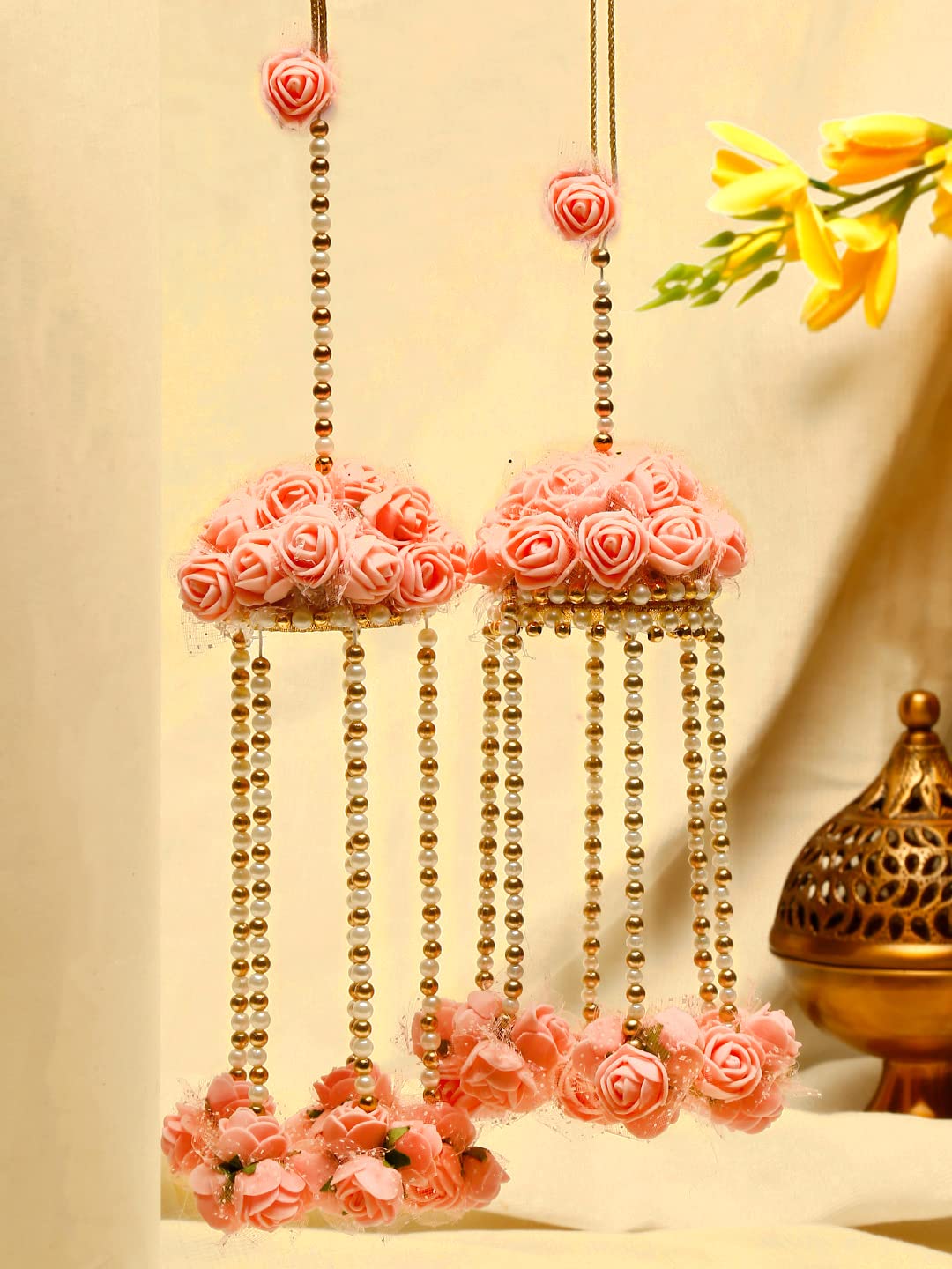 Yellow Chimes Kalira for Girls Pink Floral Designed Traditional Wedding Bridal Kalira Keleera Kalire Set for Women and Girls