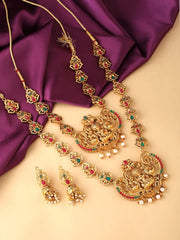 Yellow Chimes Women's Gold Temple Traditional Accessories Jewellery Long Haram Jewelry Set Antique Jewellery