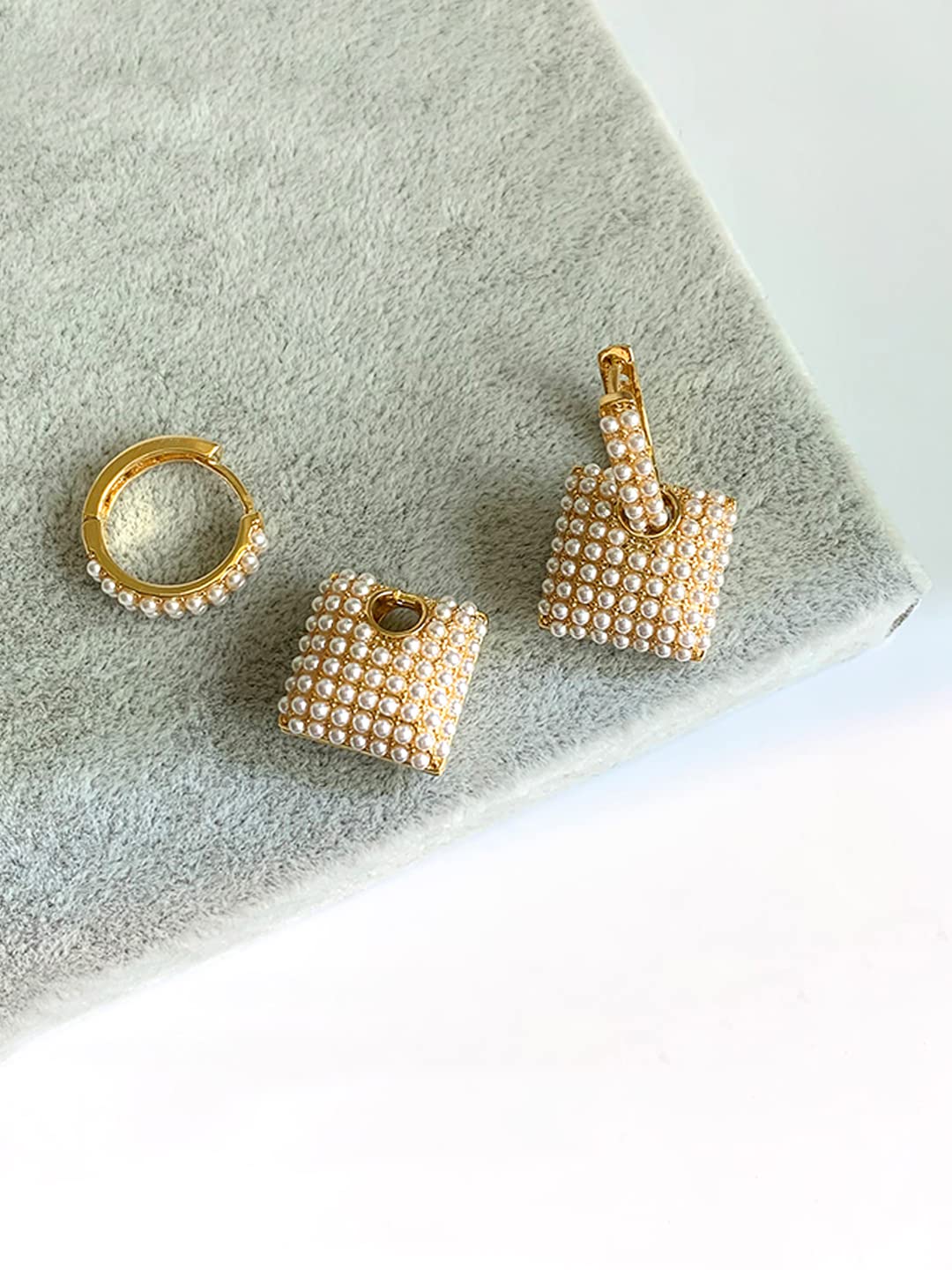 Yellow Chimes Earrings For Women Gold Tone Rectangular Shape Pearl Beaded Drop Earrings For Women and Girls