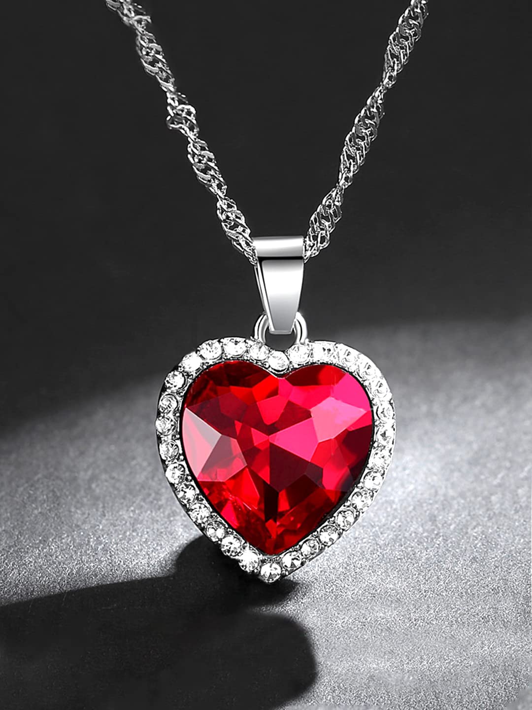 Yellow Chimes Pendant for Women and Girls Crystal Pendant for Women | Heart Shaped Pendant | Red Stone Pendant with Chain| Birthday Gifts For Women Valentine Gift for Girls