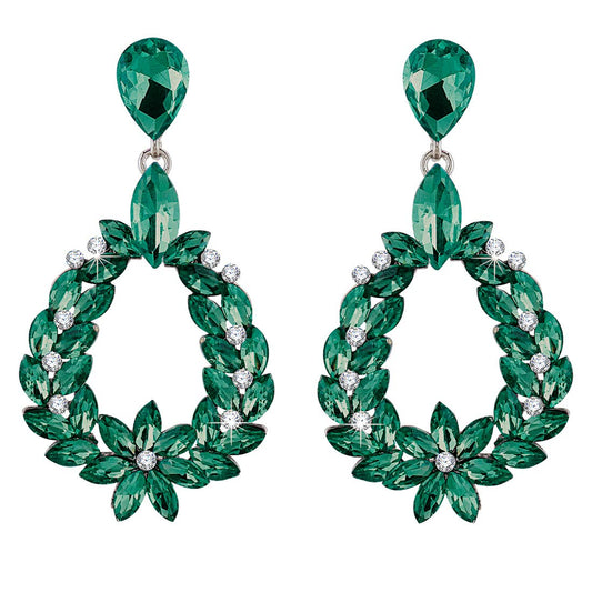 Yellow Chimes Elegant Green Sparkling Crystal Drop Earrings for Women and Girls