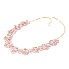 Yellow Chimes Luxurious Looks AD/American Diamond Studded Rose Gold Plated Designer Necklace Set Jewellery Set for Women & Girls