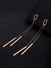 Kairangi Danglers Earrings for Women Western Rose Gold Plated Stainless Steel Black Long Chain Danglers Earrings For Women and Girls