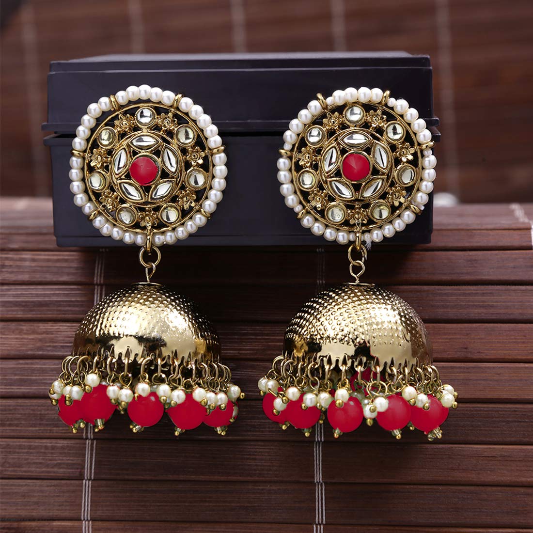 Dome shaped ghungroo beaded earrings by Studio B 40 | The Secret Label