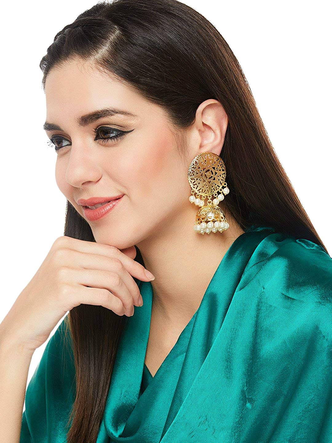 Yellow Chimes Latest Stylish Contemporary Pearl Jhumka Earrings for Women and Girls