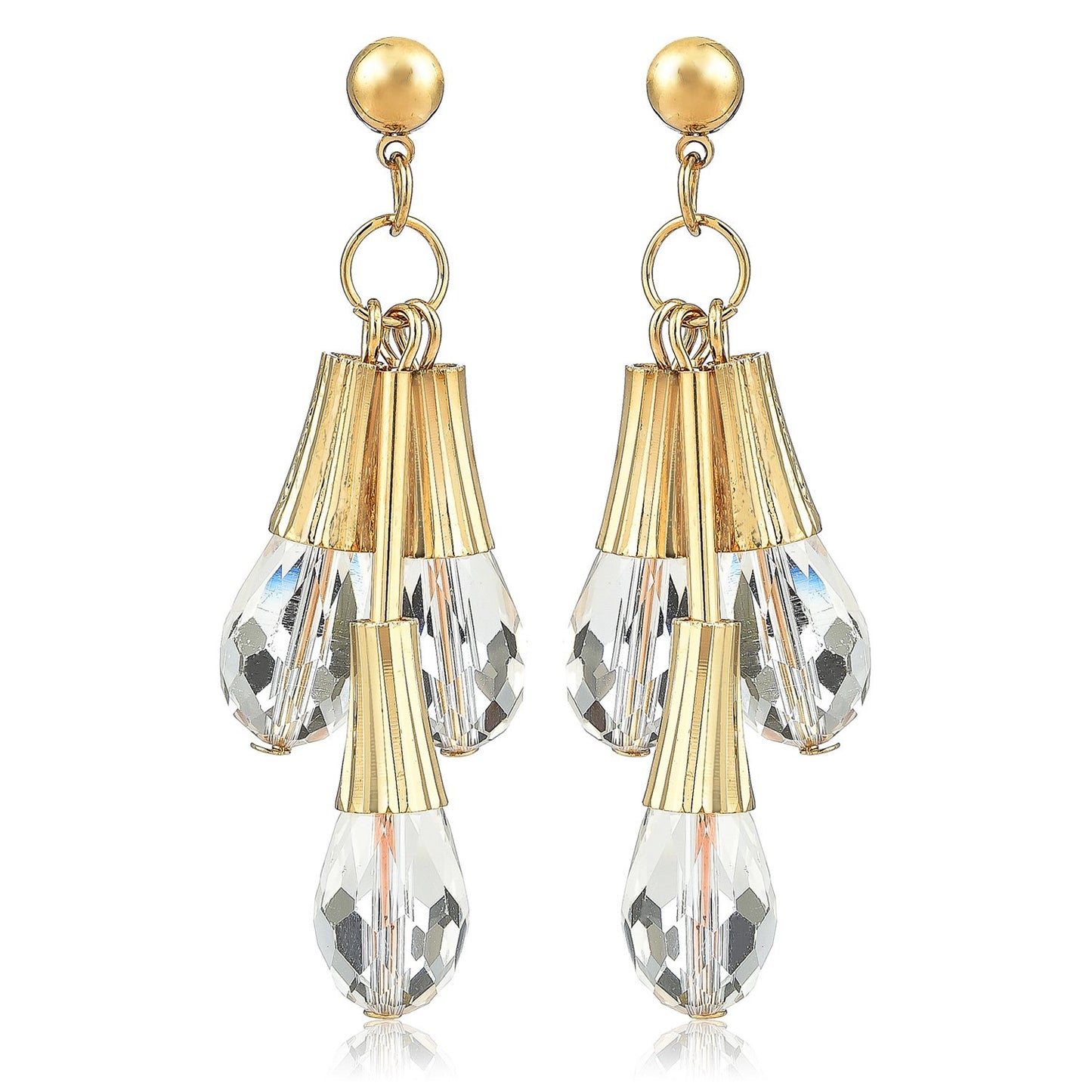 Yellow Chimes Moxie Collection 3 Stand Earrings for Women and Girls (White)