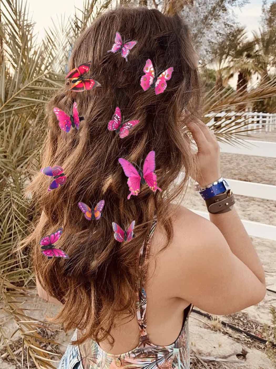 Melbees by Yellow Chimes Hair Clips for Girls Kids Hair Clip Hair Accessories for Girls Baby's Set of 12 Pcs Pink Butterfly Alligator Clips for Girls Hair Clips for Baby Girls Alligator Clips for Hair Baby Hair Clips For Kids Toddlers