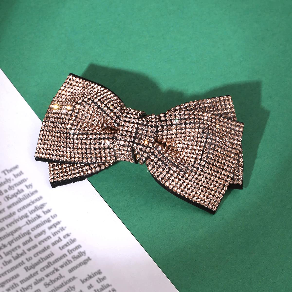 Yellow Chimes Hair Clips for Women Girls Barrette Hair Clips for Women Hair Accessories for Women Bow Clips for Women Gold Crystal French Barrette Hair Clips for Women and Girls Gift For Women & Girls