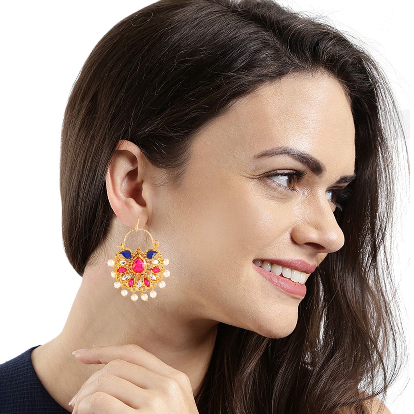 Yellow Chimes Traditional Gold Plated Chandbali Earrings for Women and Girls