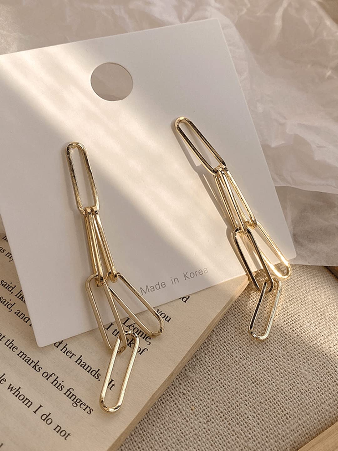 Yellow Chimes Earrings for Women and Girls Fashion Golden Dangler | Western Style Geometric Interlinked Chain Long Danglers Earrings | Birthday Gift for Girls & Women Anniversary Gift for Wife