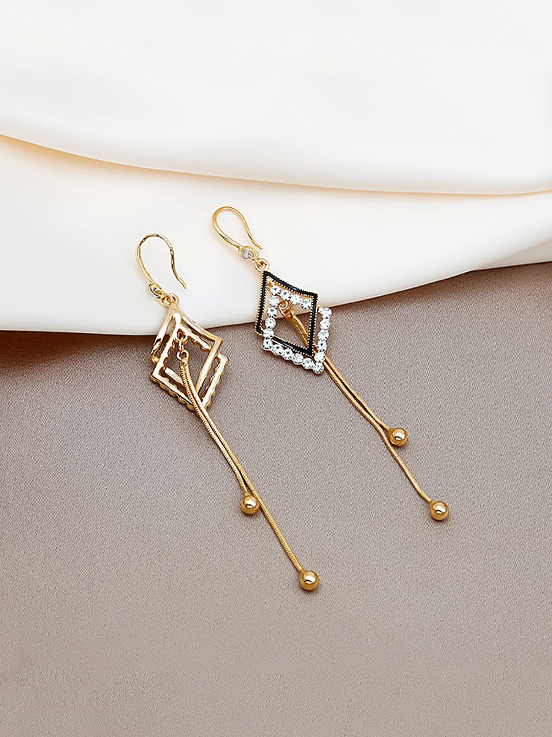 Yellow Chimes Earrings for Women and Girls Geometric Designed Dangler | Gold Tone Long Dangler Earrings | Birthday Gift for girls and women Anniversary Gift for Wife
