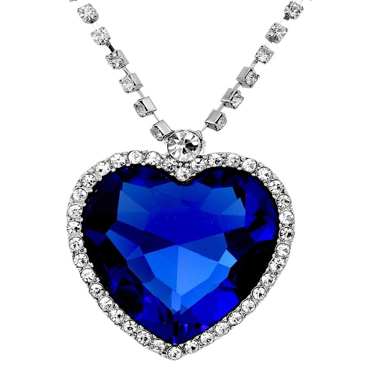 Yellow Chimes The Blue Ocean Heart Austrian Crystal Pendant with Studded Chain for Girls and Women. Perfect to Gift!