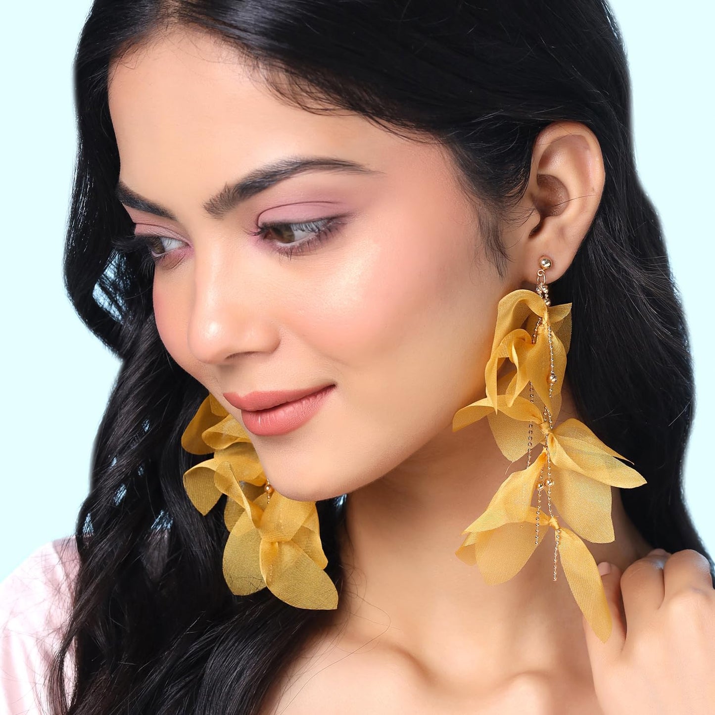 Yellow Chimes Earrings For Women Yellow color Petal Shape Designed Long Drop Dangler Earrings For Women and Girls