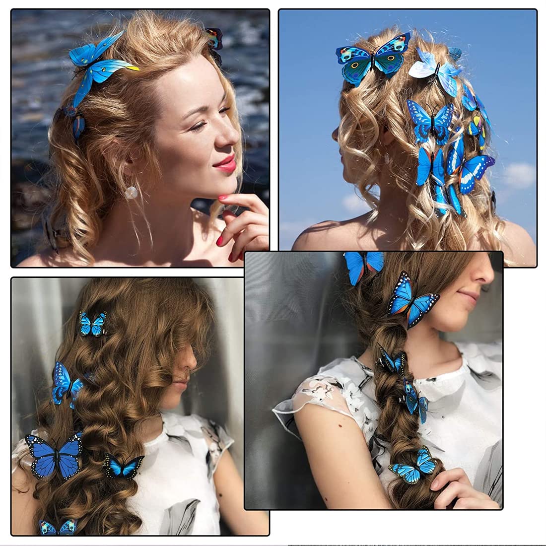 Melbees by Yellow Chimes Hair Clips for Girls Kids Hair Clip Hair Accessories for Girls Baby's Set of 12 Pcs Blue Butterfly Alligator Clips for Girls Hair Clips for Baby Girls Alligator Clips for Hair Baby Hair Clips For Kids Toddlers