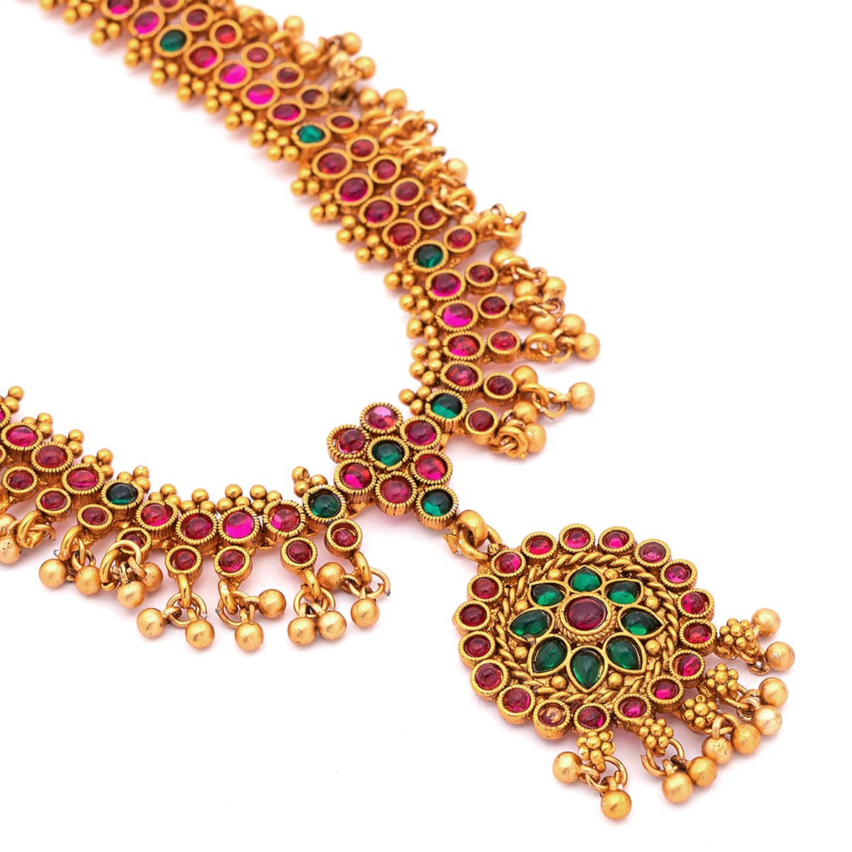 Yellow Chimes Jewellery Set for Women and Girls Bridal Jewellery Set for Girls | Gold Plated Multicolor Studded Bridal Choker Jewellery Set | Birthday Gift for girls & women Anniversary Gift for Wife