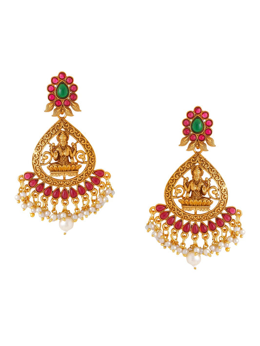 Kairangi Earrings for Women and Girls Traditional Chandbali Earrings Gold Plated | Beads Drop Temple Earrings | Birthday Gift for girls and women Anniversary Gift for Wife (Style 4)