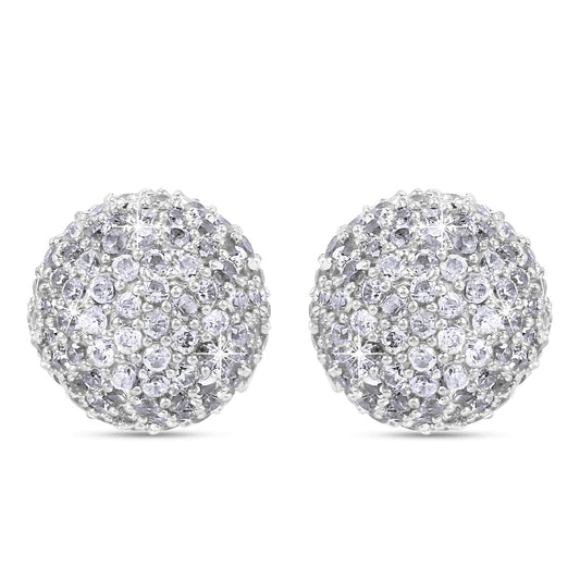 Yellow Chimes Classic White AD/American Diamond Studded 18k Gold Plated HandCrafted Circle Stud Earrings for Women & Girls