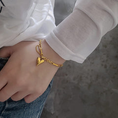 Yellow Chimes Bracelet for Women and Girls Golden Charm Bracelets for Women and Girls | Gold Plated Heart Charm Chain Bracelet | Birthday Gift For girls and women Anniversary Gift for Wife