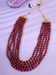 Yellow Chimes Dulha Mala for Groom Red Beads Multilayered Dulha Maala Haar Groom Necklace for Men and Boys