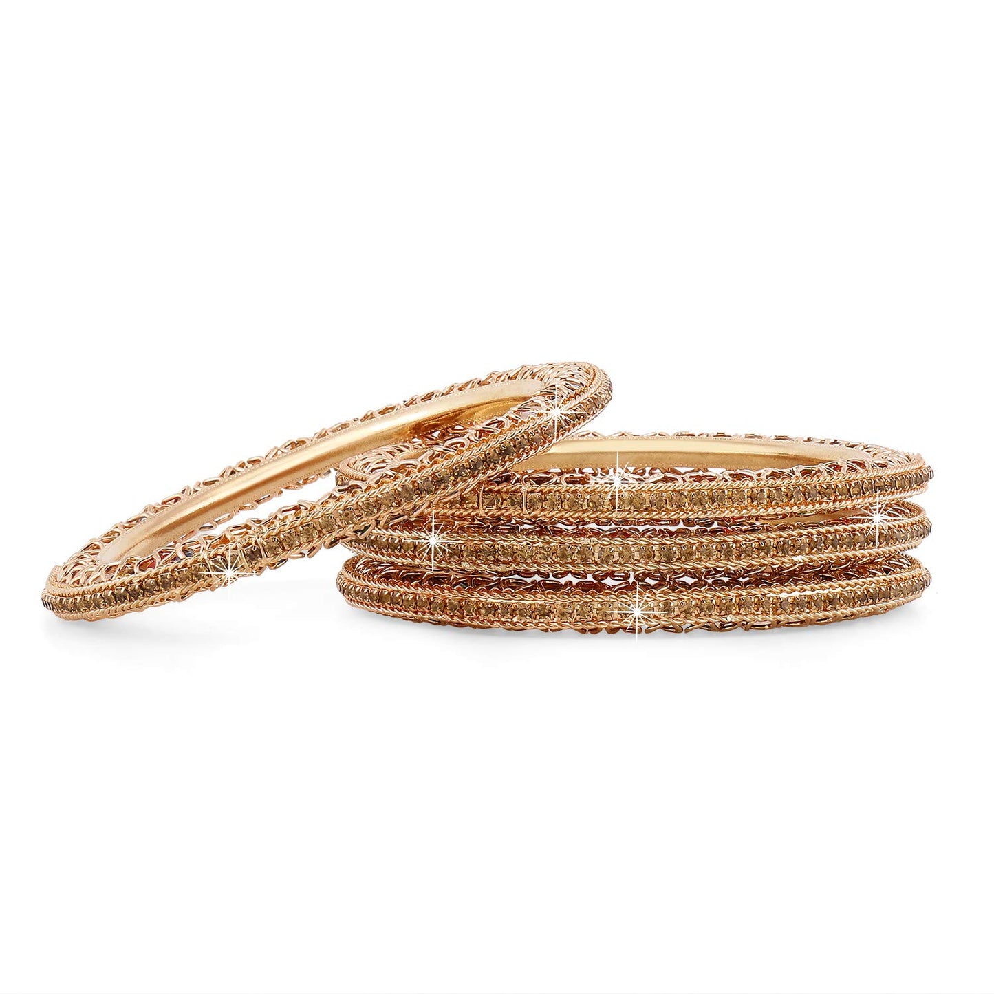 Yellow Chimes Bangles for Women and Girls Traditional Gold Bangles for Women Crystal Studded Gold Plated Type Bangles for girls | Birthday Gift For girls and women Anniversary Gift for Wife