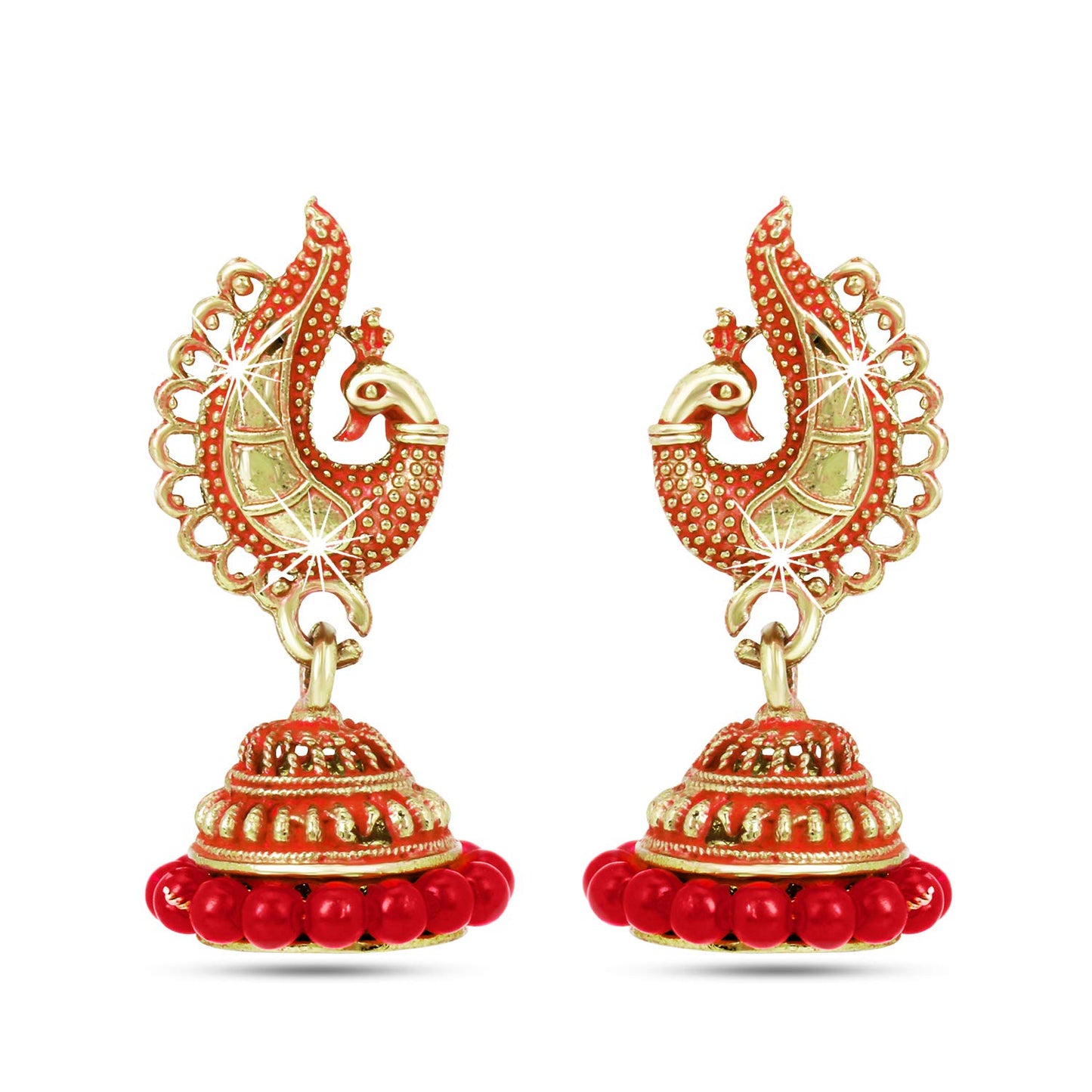 Yellow Chimes Combo of 6 Pair's Gold Toned Multicolor Traditional Peacock Jhumki/Jhumka Earring Sets For Women and Girls