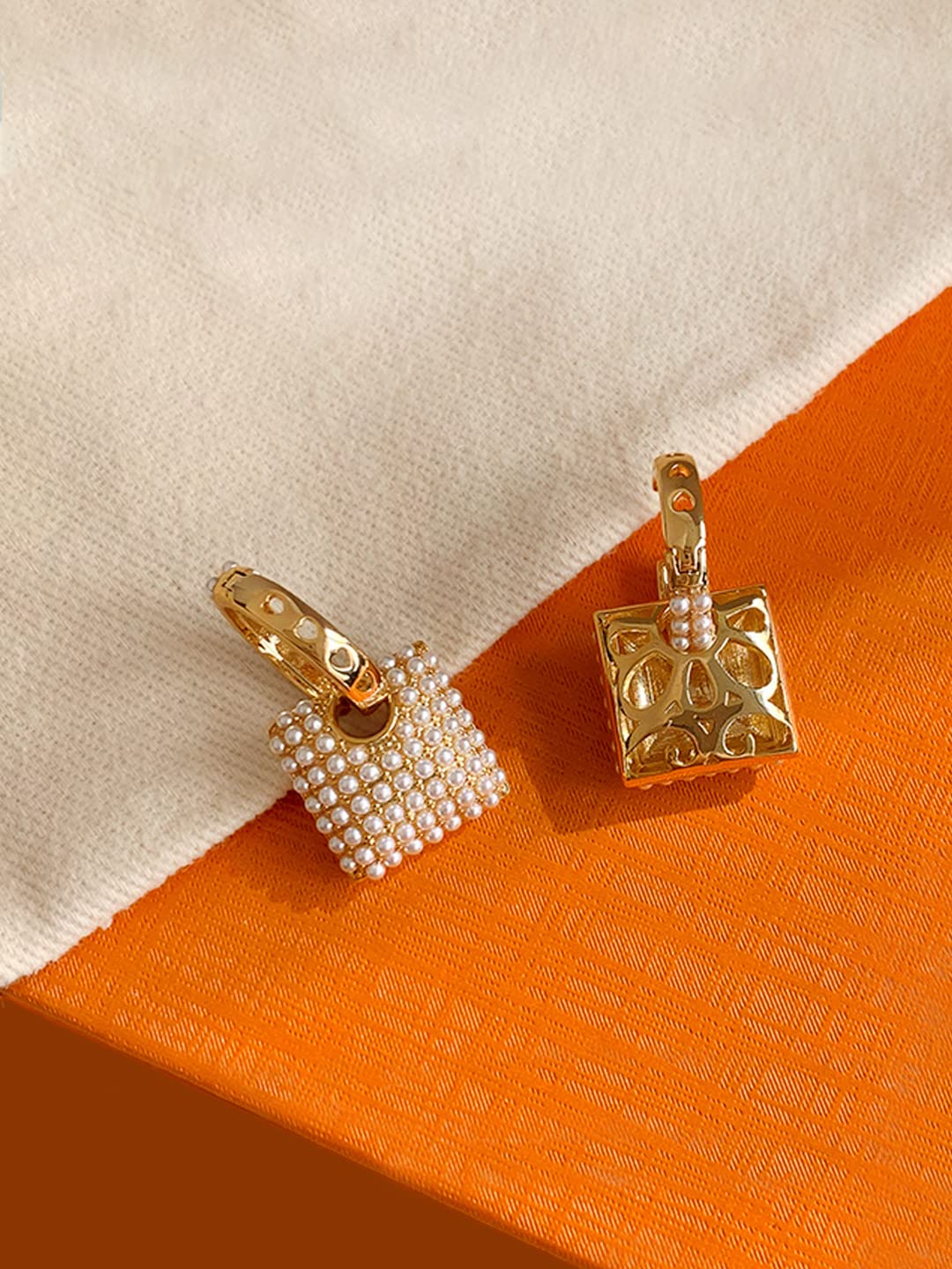 Yellow Chimes Earrings For Women Gold Tone Rectangular Shape Pearl Beaded Drop Earrings For Women and Girls