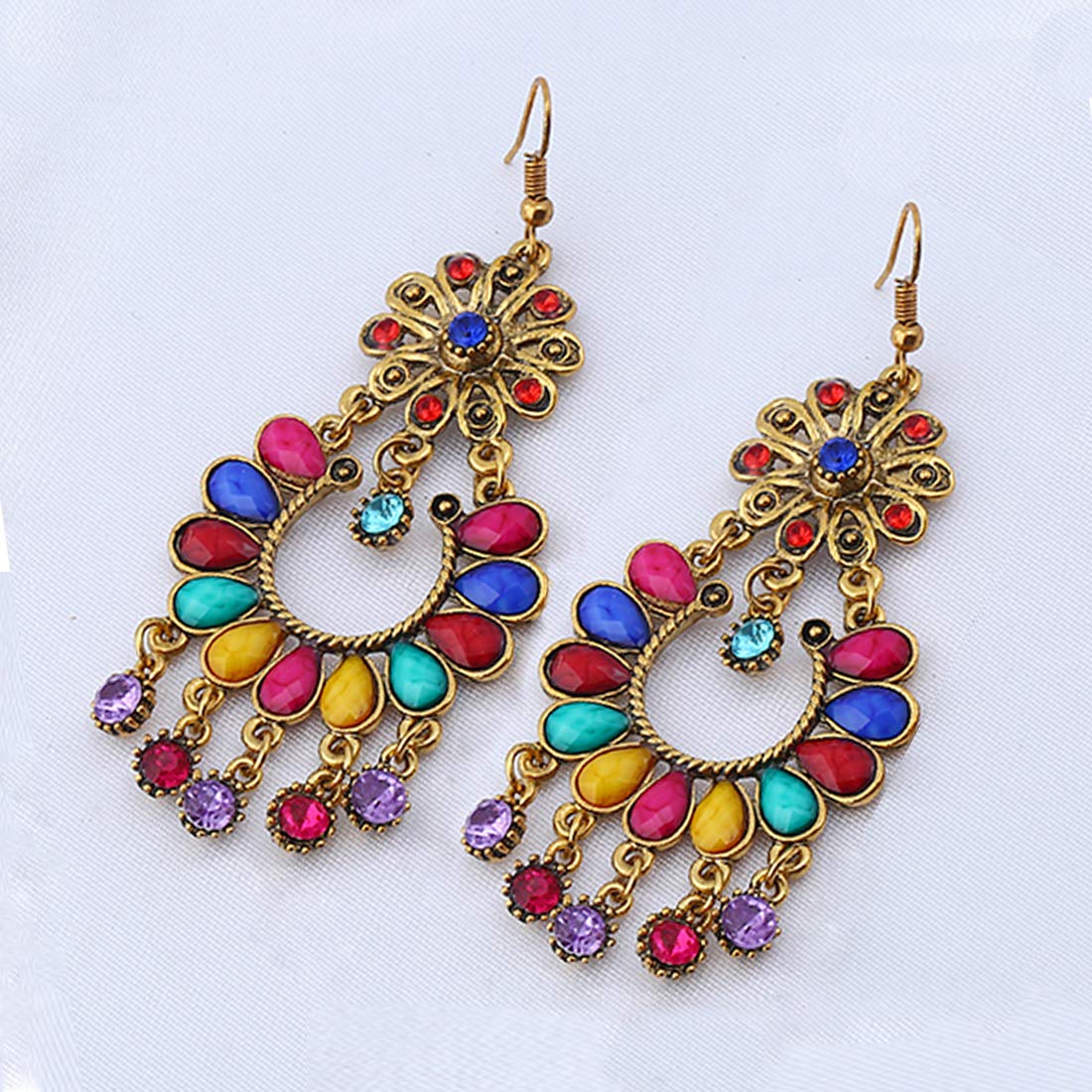 Yellow Chimes Latest Ethnic Design Antique Look Gold Plated Chandbali Earrings for Women And Girls