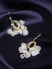 Yellow Chimes Earrings for Women with White Crystal Studded Classic Design Gold Plated Jewellery for Women and Girls